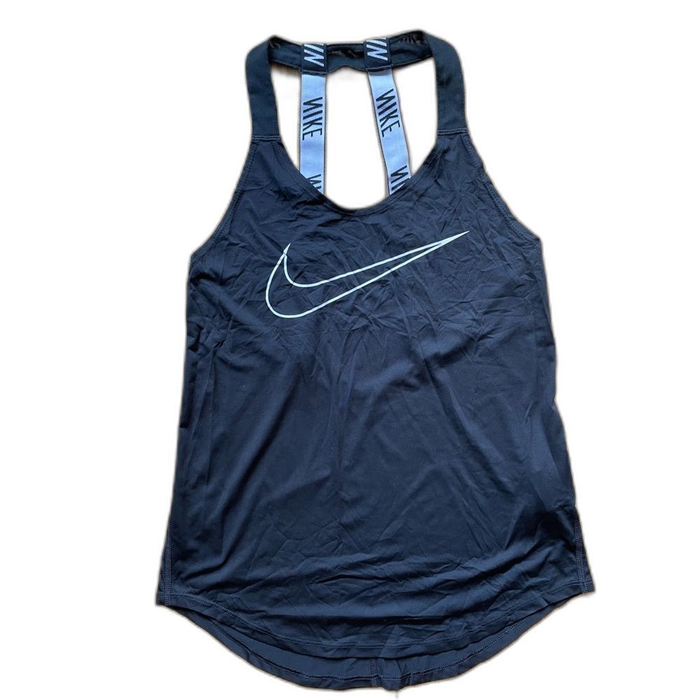 Nike black swoosh Elastika tank/singlet w/ logo straps Sz XS EUC
